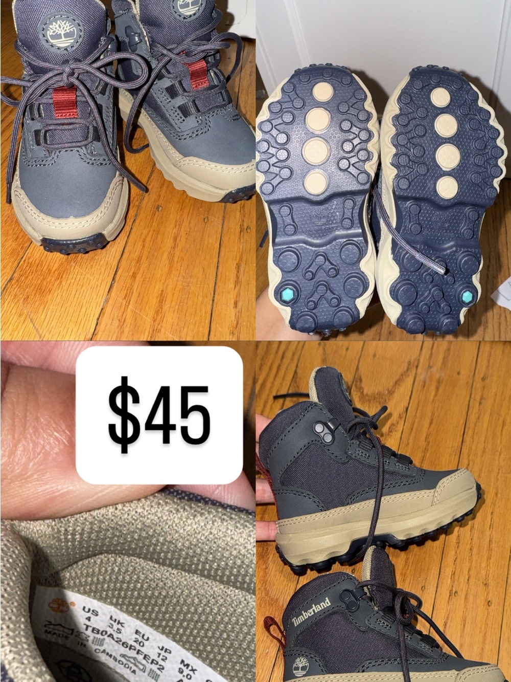 Timberland Kids Navy and Tan Trail Boots